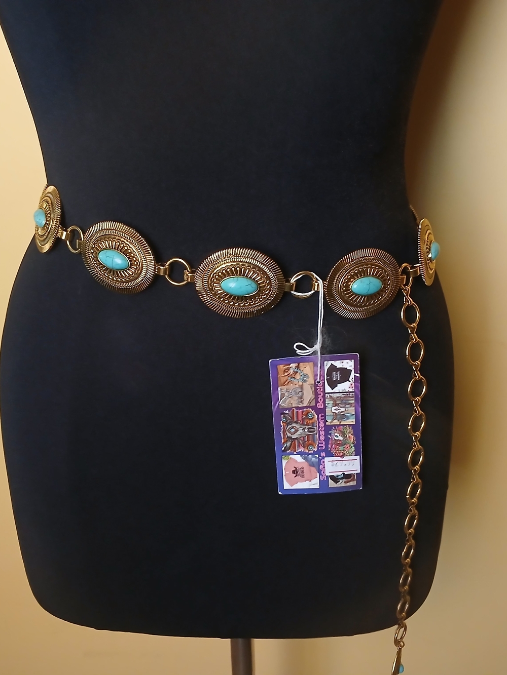 Turquoise Accent Chain Belt - Gold-Tone Women's Accessory